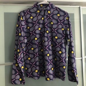 Tennis print half zip pullover